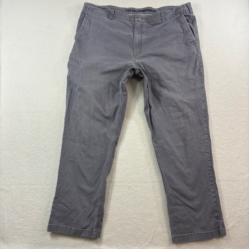 Duluth Trading Flex Ballroom Khakis Pants Mens 42x32 Gray Trim Casual Chino